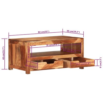 vidaXL Tavolino da Salotto 84x49x40 cm in Legno Massello di Acacia