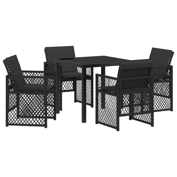 vidaXL Set da Pranzo per Giardino 5 pcs Nero polyrattan
