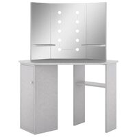 vidaXL Tavolino da Trucco Angolare LED Grigio Cemento 111x54x141,5 cm