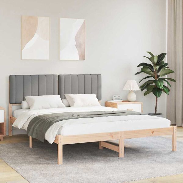 vidaXL Letto con Testiera Rivestita Grigio chiaro 160 x 200 cm