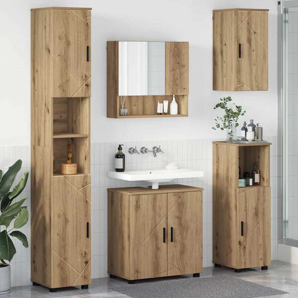 vidaXL Set di mobili per il bagno con porta 5 pcs Rovere artigianale
