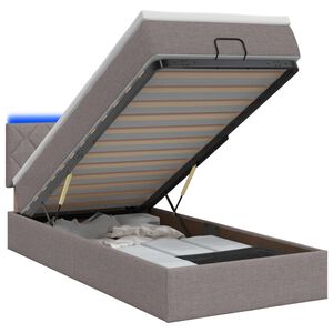 vidaXL Letto Ottomano con Materasso e LED Tortora 80 x 200 cm Tessuto