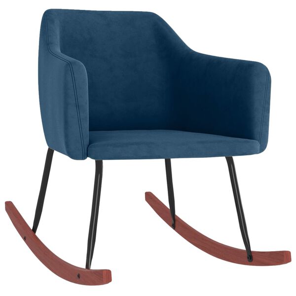 vidaXL Sedia a Dondolo Blu in Velluto