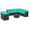 vidaXL Set Divani da Giardino 11 pz con Cuscini in Polyrattan Nero