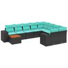 vidaXL Set Divani da Giardino 10 pz con Cuscini Nero in Polyrattan