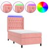 vidaXL Letto a Molle con Materasso e LED Rosa 80x200 cm in Velluto