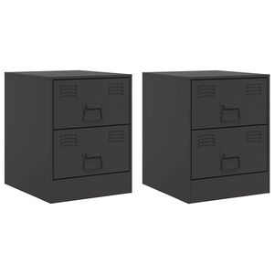 vidaXL Comodini 2 pz Neri 34,5x39x44 cm in Acciaio