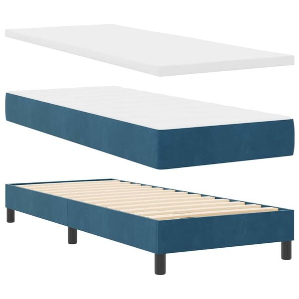vidaXL Letto a molle con materasso Blu Scuro 200 x 80 cm Poliestere