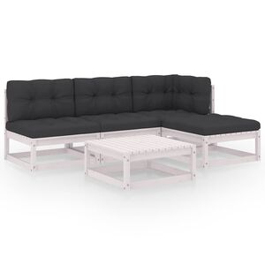 vidaXL Set Divani da Giardino 5 pz con Cuscini Legno Massello Pino