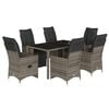 vidaXL Set Bistr&ograve; da Giardino 7 pz con Cuscini in Polyrattan Grigio