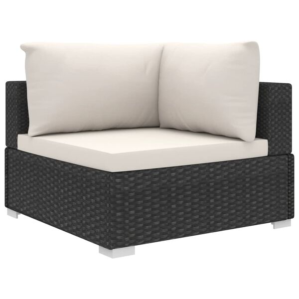 vidaXL Set Divani da Giardino 11 pz con Cuscini in Polyrattan Nero