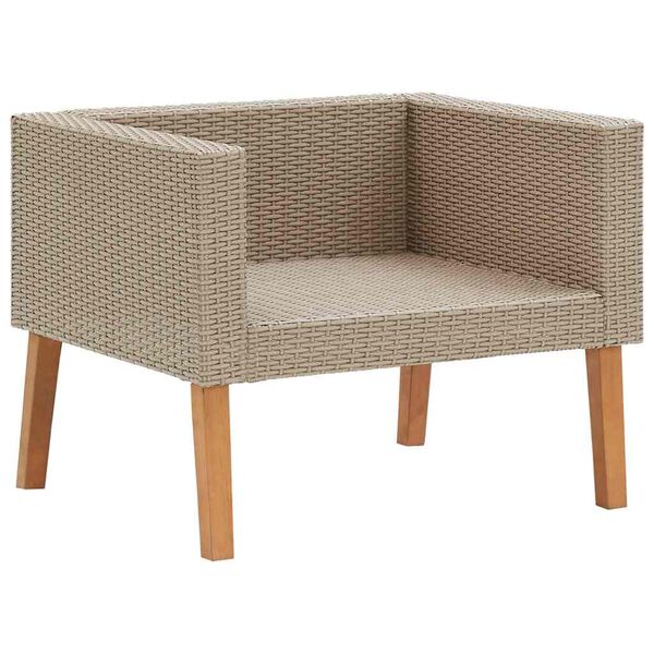 vidaXL Divano da Giardino Singolo con Cuscini in Polyrattan Beige