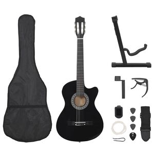vidaXL Set Chitarra Classica Western 12 pz con 6 Corde Nera 38"