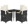 vidaXL Set da Pranzo da Giardino 5 pz Nero con Cuscini in Polyrattan