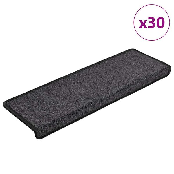 vidaXL Tappetini per scale 30 pz 65x21x4 cm Antracite Bordo rettangolare