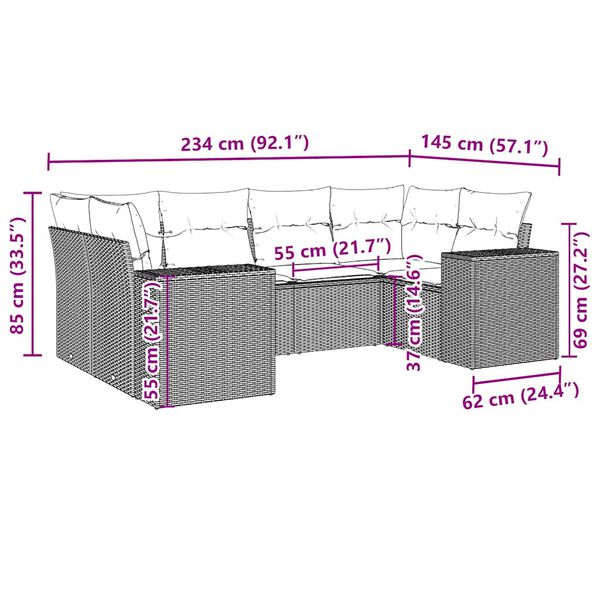 vidaXL Set Divano da Giardino 6 pz con Cuscini Nero in Polyrattan