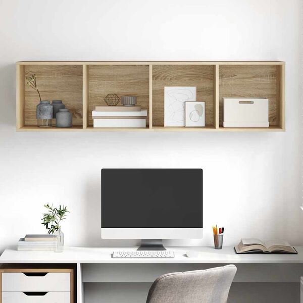 vidaXL Mobile TV Parete Rovere Sonoma 37x37x142,5cm Legno Multistrato