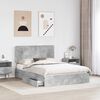 vidaXL Letto con Contenitore con testiera Grigio cemento 150 x 200 cm