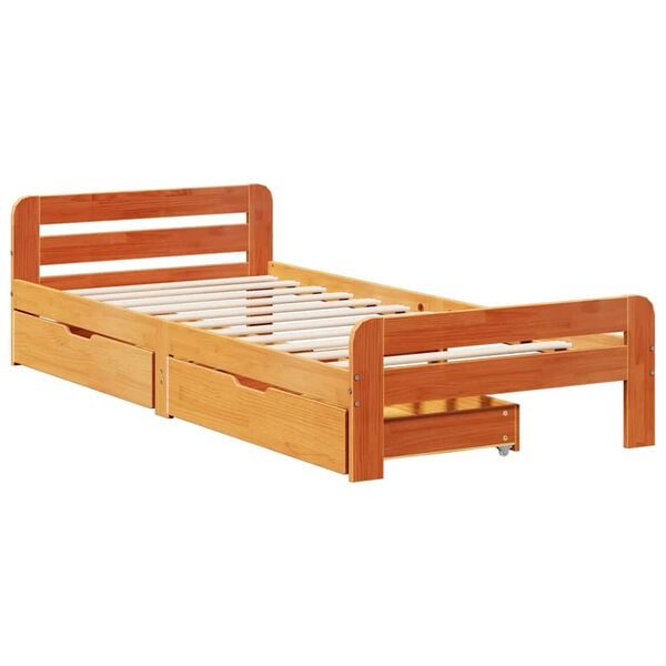 vidaXL Letto senza Materasso Marrone Cera 90x200 cm Legno di Pino
