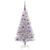 vidaXL Albero di Natale con 150 LED con supporto Argento 120 cm PET