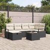 vidaXL Set Divano da Giardino con cuscino 7 pcs Nero Poly Rattan