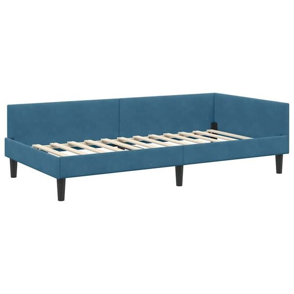 vidaXL Cornice del letto ad angolo Blu 100 cm x 200 cm Velluto