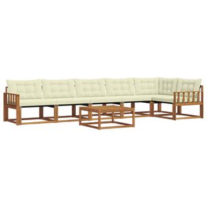 vidaXL Set di divani da esterno con cuscino 7 pcs Naturale e Crema