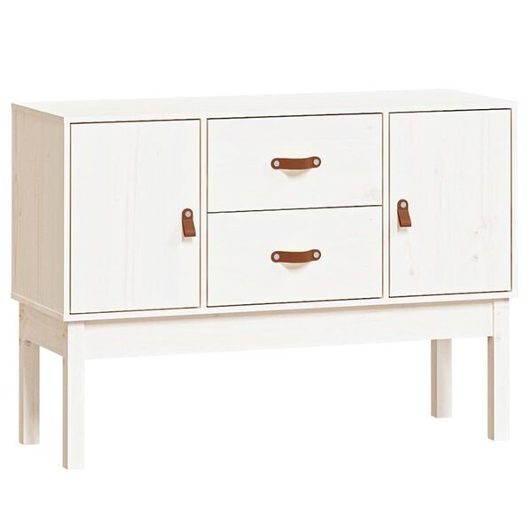 vidaXL Credenza Bianca 110x40x78 cm in Legno Massello di Pino
