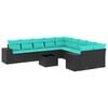 vidaXL Set Divani da Giardino 11 pz con Cuscini Nero in Polyrattan