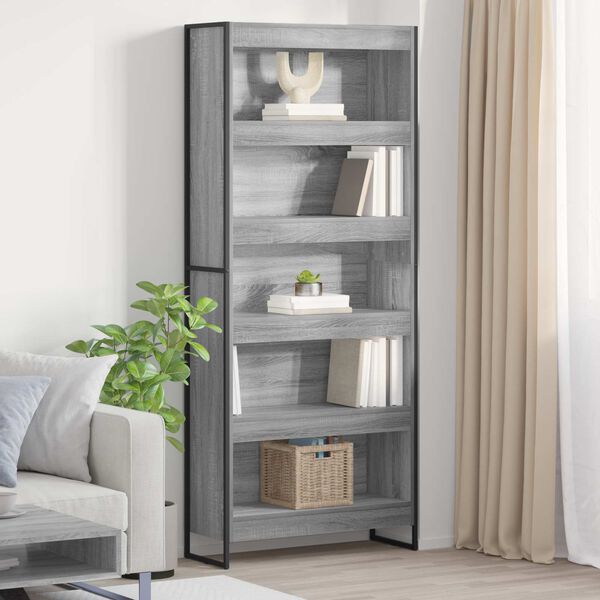 vidaXL Armadio per Libri 2 pcs Grigio Sonoma 80 x 30 x 155 cm