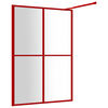 vidaXL Parete per Doccia Walk-in Vetro Trasparente ESG 140x195cm Rossa