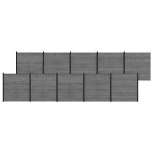vidaXL Set di Recinzione 1737 x 186 cm WPC e Alluminio Grigio