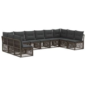 vidaXL Set Divano da Giardino 10 pz Grigio polyrattan