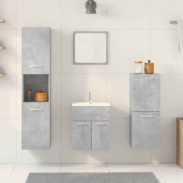 vidaXL Set Mobili da Bagno 5 pz Grigio Cemento in Legno Multistrato