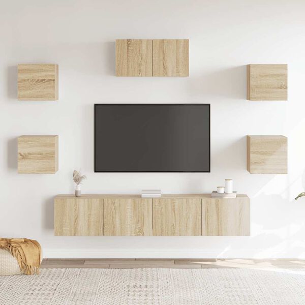 vidaXL Set di Mobili TV 7 pz Rovere Sonoma in Legno Multistrato