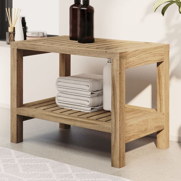 vidaXL Tavolino da Bagno 60x30x45 cm in Legno Massello di Teak