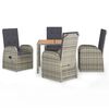 vidaXL Set da Pranzo da Giardino 5 pz con Cuscini in Polyrattan Grigio