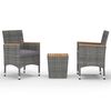 vidaXL Set da Bistrot 3 pz in Polyrattan e Legno Acacia Grigio