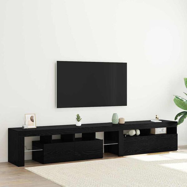 vidaXL Mobile TV con led 2 pcs Rovere Nero 230 x 36,5 x 40 cm