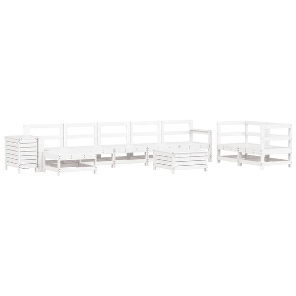 vidaXL Set Divani da Giardino 10 pz Bianco in Legno Massello di Pino
