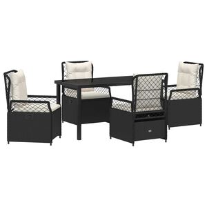vidaXL Set da Pranzo per Giardino 5 pcs Nero polyrattan