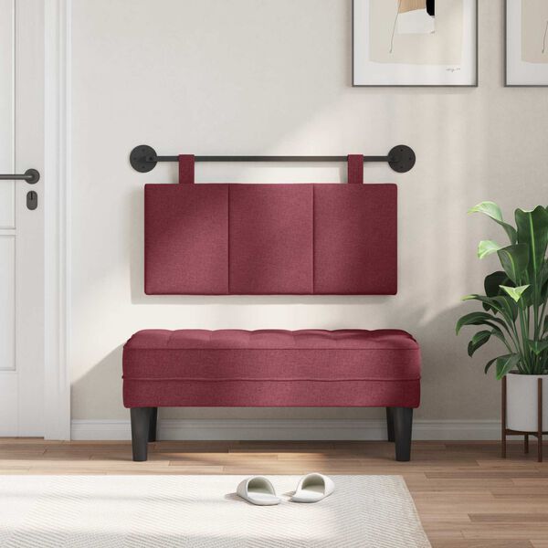 vidaXL Testata appesa Rigato Rosso Vino 90 x 55 x 5 cm Tessuto