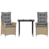 vidaXL Set da Pranzo da Giardino 3 pz con Cuscini Beige in Polyrattan
