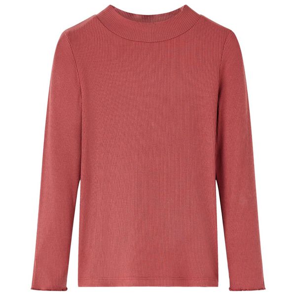 Maglietta da Bambina Maniche Lunghe a Lupetto Rosso Bruciato 128