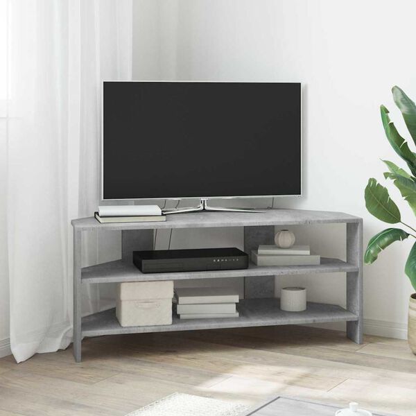 vidaXL MobileTVAngolare Grigio cemento 102x40,5x45cm Legno multistrato