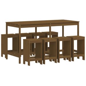 vidaXL Set Bar da Giardino 9 pz ambra in Legno Massello di Pino