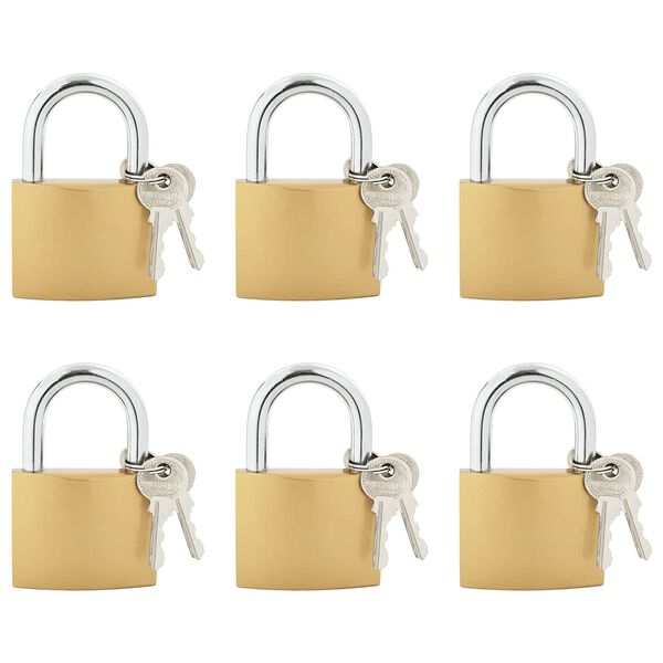 vidaXL U Lock con Chiavi 6 pcs Ottone Ferro
