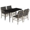 vidaXL Set Pranzo da Giardino 5pz con Cuscini Grigio Chiaro Polyrattan
