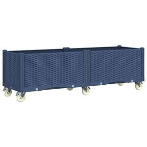 vidaXL Fioriera Giardino con Ruote Grigio Blu 160x50x54 cm PP