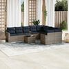 vidaXL Set Divani da Giardino 10 pz con Cuscini Grigio in Polyrattan